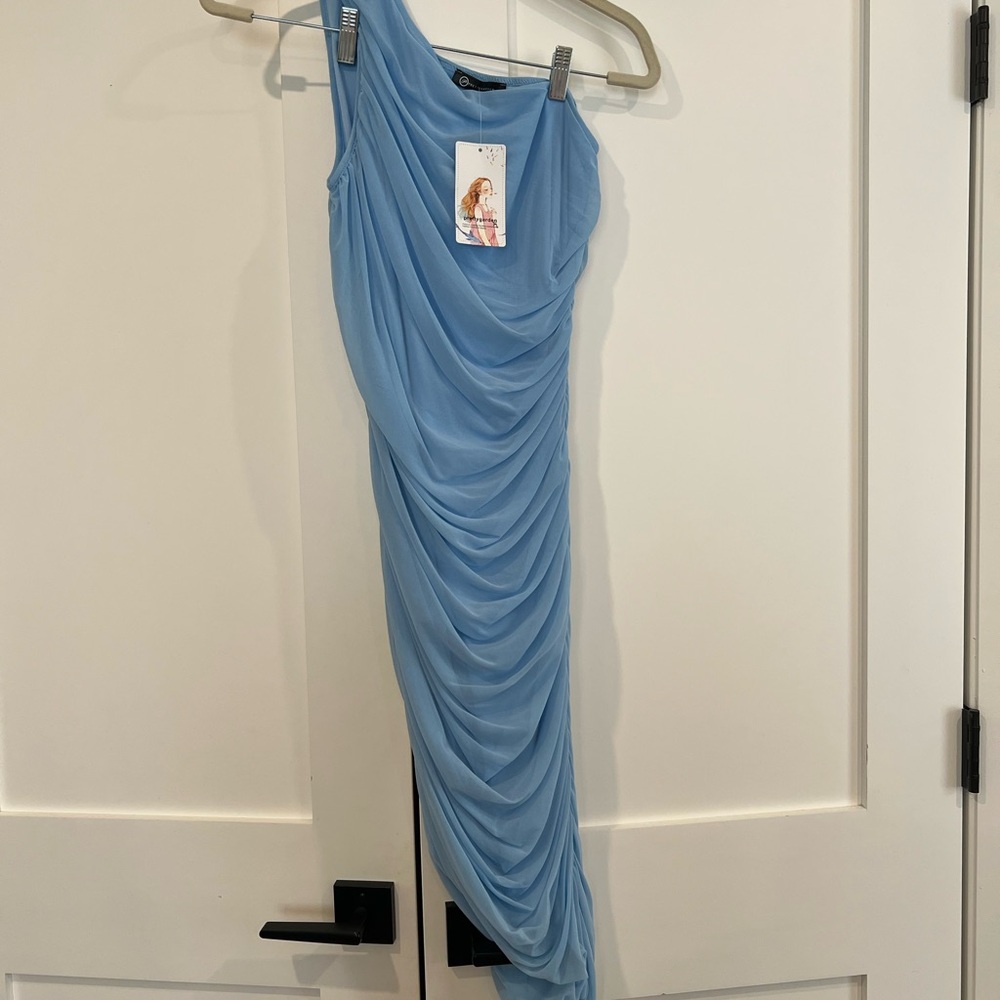 Baby Blue One shoulder Dress